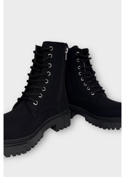 Kışlık Yandan Fermuarlı Uzun Kadın Bot Siyah - Füme modelleri