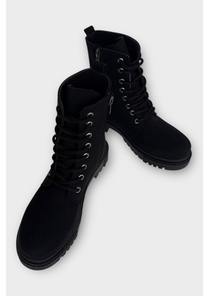 Kışlık Yandan Fermuarlı Uzun Kadın Bot Siyah - Füme fırsatları