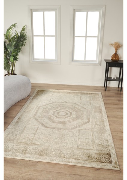 Modern Dokuma Halı Bej Yumuşak Dokulu Premium Salon Oturma Odası Yolluk Mutfak Halısı