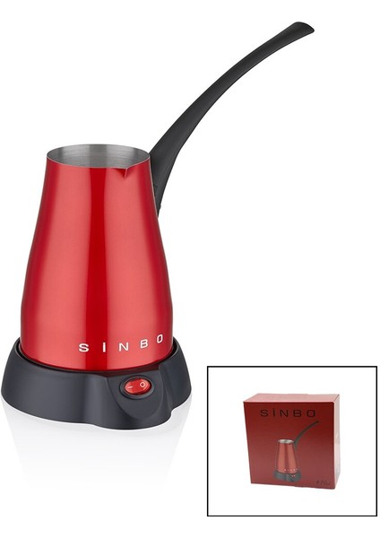 KIRMIZI ELEKTİRKLİ CEZVE TÜRK KAHVE MAKİNESİ 5 FİNCAN - 400ML HAZNE PASLANMAZ ÇELİK 360 DERECE DÖNEBİLME SCM-2960 (4989)