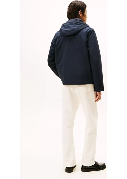 Erkek Regular Fit Fermuarı Şerit Detaylı Kapüşonlu Mont - Lacivert modelleri