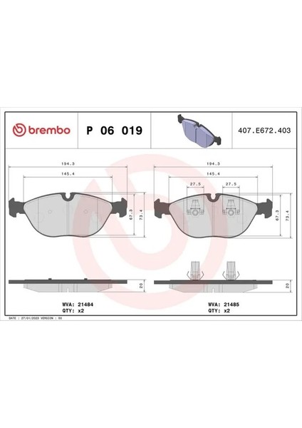 P06019 On Fren Balatasi 05143230AA 05143230AB 34111162884