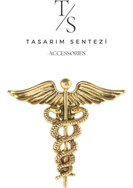 Broş Metal Rozet Sağlık Tıp Sembolü Gold Hekim Doktor Hemşire Yaka Kıyafet Takı Aksesuar