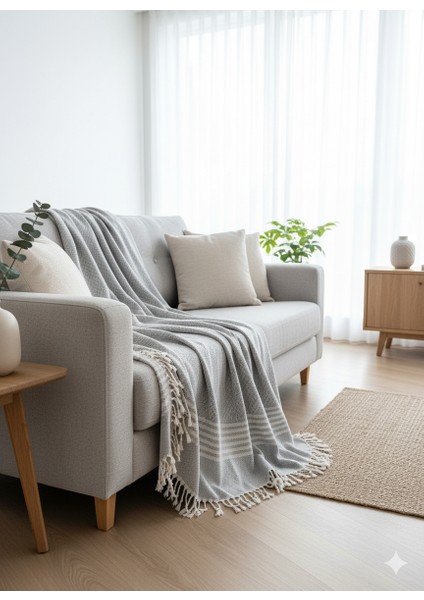 Çok Amaçlı Örtü | Pike- Koltuk Şalı-Masa Örtüsü-Tv Battaniyesi | Dekor Desenli Püsküllü (170X210)