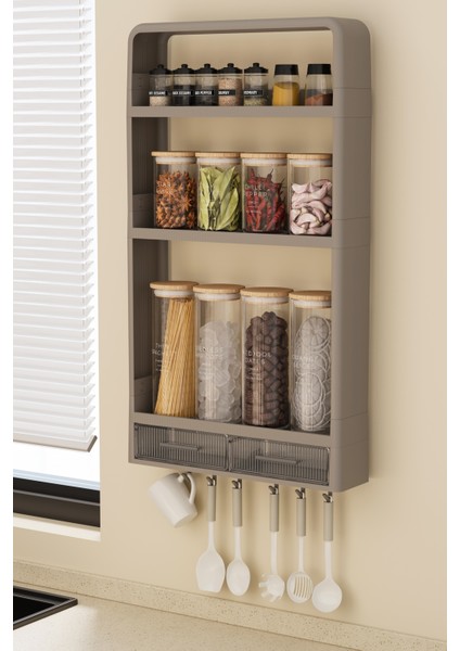 3 Katlı Çekmeceli Askılı Duş Rafı Şampuanlık Sabunluk Havluluk Duvar Düzenleyici Organizer Bej fiyatları