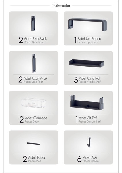 3 Katlı Çekmeceli Askılı Duş Rafı Şampuanlık Sabunluk Havluluk Duvar Düzenleyici Organizer Bej fırsatları