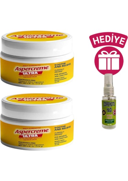 Aspercreme Ultra Kas ve Eklem Gibi Vücut Ağrısı Rahatlatıcı Krem 100 ml x 2 Adet + Çörek Otu Yağı 30 ml Hediye