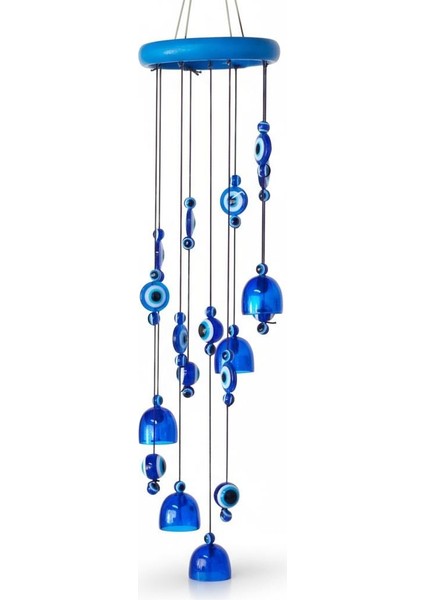 Feng Shui Nazar Boncuğu Rüzgar Çanı Metal Kötü Göze Karşı Dış Mekan Dekoratif Bahçe Kapı Süsü 80 Cm. fırsatları