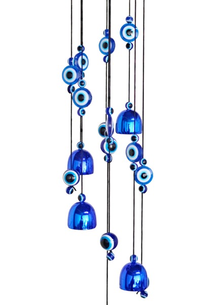 Feng Shui Nazar Boncuğu Rüzgar Çanı Metal Kötü Göze Karşı Dış Mekan Dekoratif Bahçe Kapı Süsü 80 Cm. indirimleri