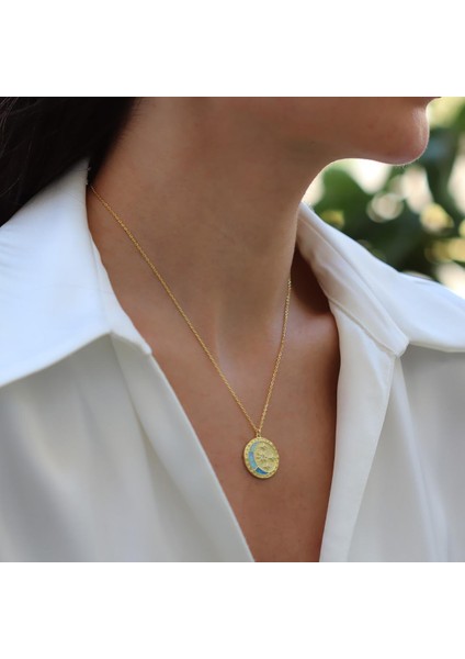 Ay Yıldızlı Opal Gold Gümüş Kolye modelleri