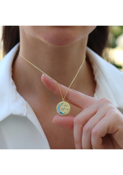 Ay Yıldızlı Opal Gold Gümüş Kolye fırsatları
