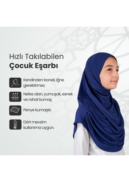 Pratik Hazır Geçmeli Çocuk Şal Lacivert modelleri