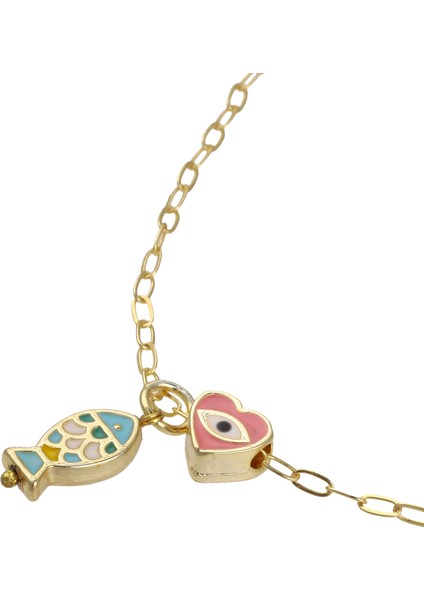 Altın - Mavi - Pembe Kolye Dora Necklace fiyatları