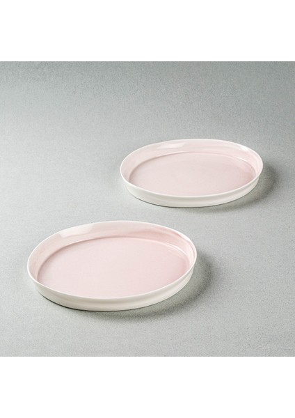 Space Pembe Porselen Ikili Pasta Tabağı Seti 16.8cm fiyatları