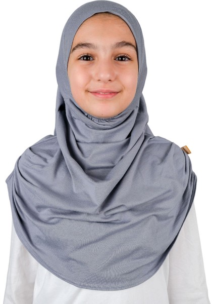 Pratik Hazır Geçmeli Çocuk Şal Koyu Gri