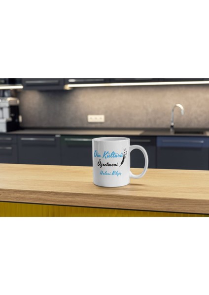 Beyaz Porselen Kişiye Özel Öğretmenler Günü( Din Kültürü Öğretmeni) Baskılı Kulplu Porselen Kupa Bardak 330 ml fırsatları