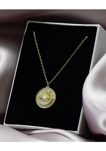925 AYAR Gümüş AY & GÜNEŞ Kolye