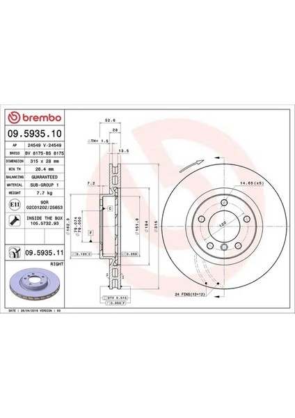 09593511 Fren Diski On Sag 34112227172 34112227738