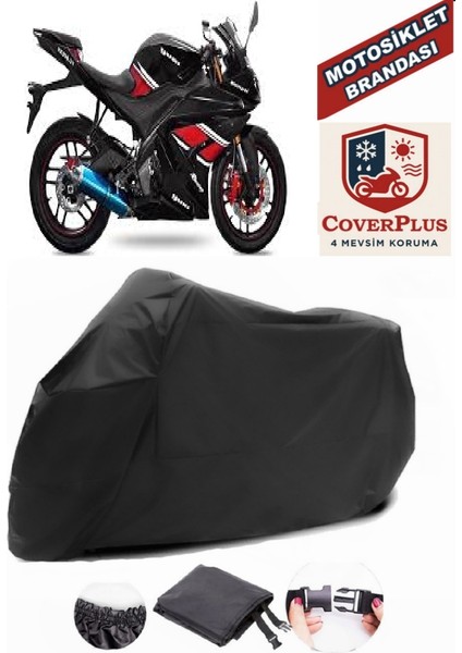 Yuki YK250-21 R-Samurai Motor Brandası Siyah Motorsiket Brandası Motor Örtüsü Çadır Su Geçirmez Motosiklet Kılıfı Motor Brandası