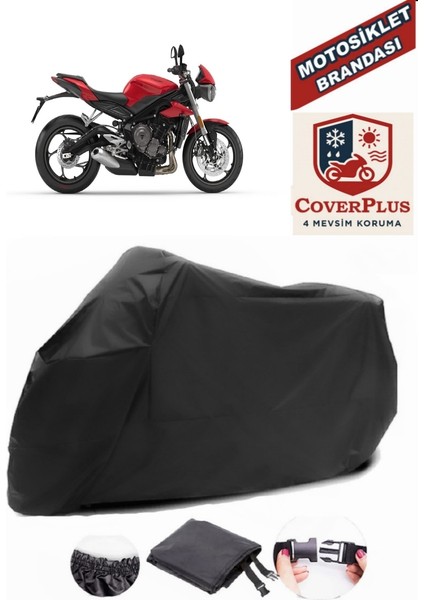 Triumph Street Triple Motor Brandası Siyah Motorsiket Brandası Motor Örtüsü Çadır Su Geçirmez Motosiklet Kılıfı Motor Brandası