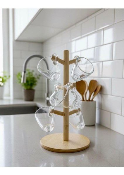 Bambu Ahşap Standlı 6’lı Espresso Fincanı Seti – Şık Sunum ve Kahve Servis Seti modelleri