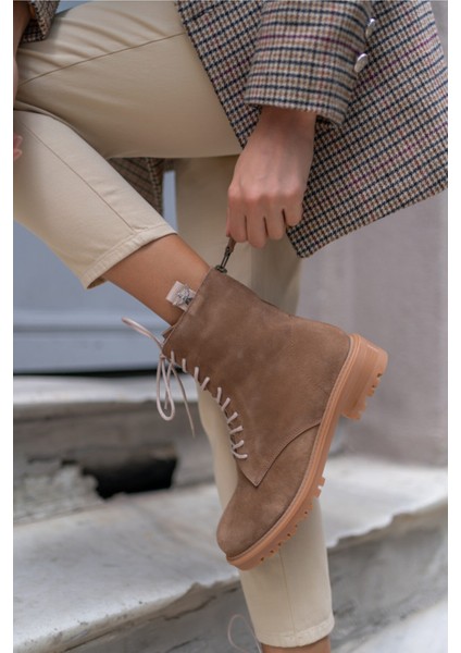 Alvis Kadın Bej Gercek Suet Postal Bot