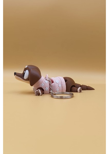 Sosis Köpek (Dachshund) Hareketli Anahtarlık Çanta Süsü Charm modelleri