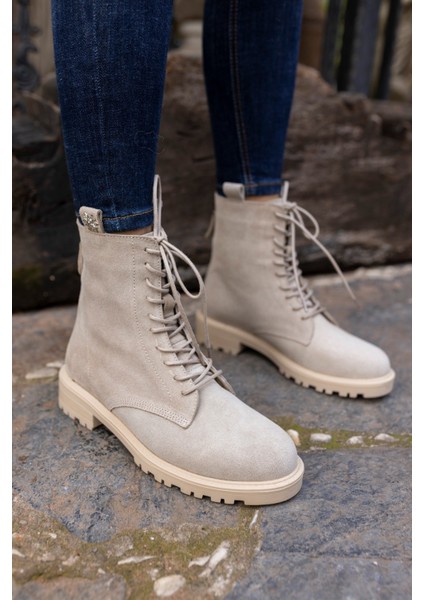 Alvis Kadın Bej Gercek Suet Postal Bot