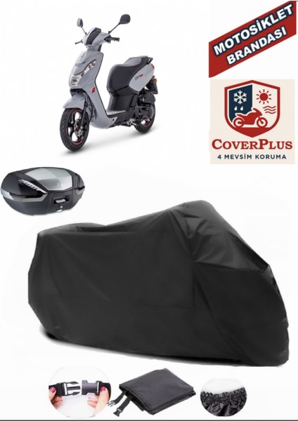 Peugeot Kisbee 50 Siyah Arka Çanta Uyumlu Motorsiket Brandası Motor Örtüsü Çadır Su Geçirmez Motosiklet Kılıfı Motor Brandası