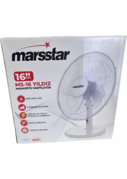 Marsstar Yıldız Masa Üstü Vantilatör Ms-16
