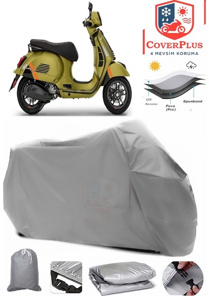 Vespa Gts 300 Super S Motor Brandası Gri Motorsiket Brandası Motor Örtüsü Çadır Su Geçirmez Motosiklet Kılıfı Motor Brandası
