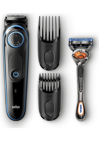 Bt 5040 Kablosuz Saç & Sakal Şekillendirici - Siyah/mavi Kablosuz + Gillette Fusion+Taşıma Çantası (Onerous )