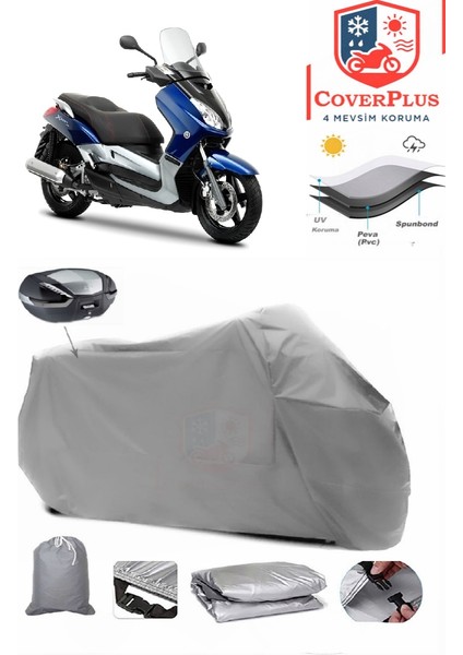 Yamaha Yp 250 R x Max Motor Brandası Gri Arka Çanta Uyumlu Motorsiket Brandası Motor Örtüsü Çadır Su Geçirmez Motosiklet Kılıfı Motor Brandası