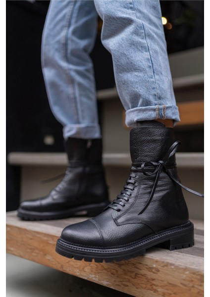 Beboo Kadin Siyah Floter Gercek Deri Bot modelleri