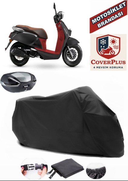 Qj Ltm 125 Siyah Arka Çanta Uyumlu Motorsiket Brandası Motor Örtüsü Çadır Su Geçirmez Motosiklet Kılıfı Motor Brandası