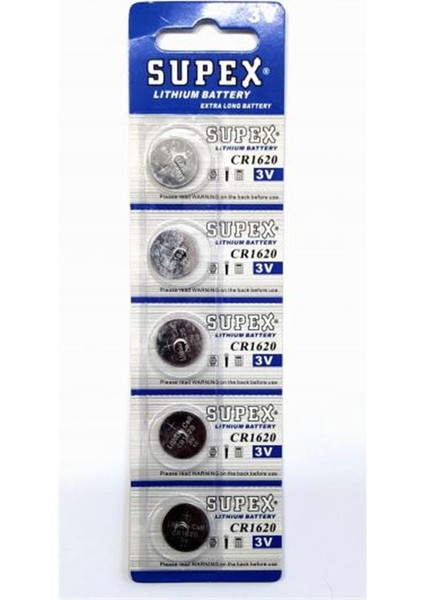 Supex CR1620-C5 3V Lityum Düğme Pil 5'li Paket