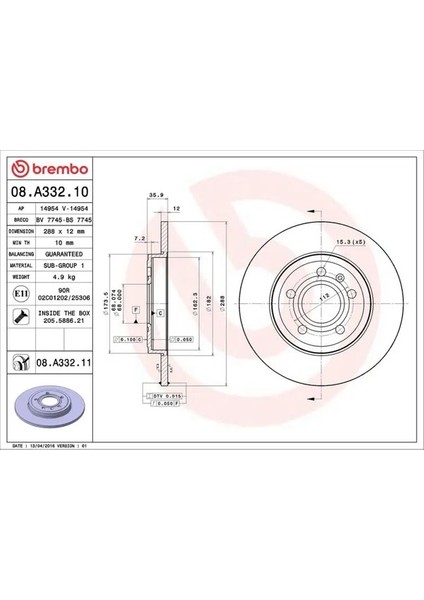 08A33211 Arka Fren Diski 8E0615601M (2 Adet Fiyatıdır)