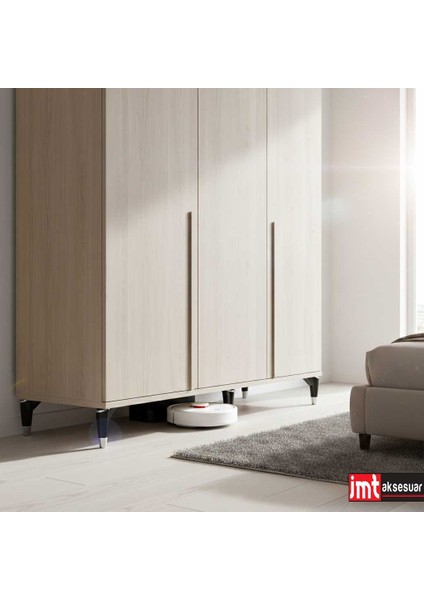 Maya Ayak 15 cm Siyah-Krom Mobilya Kanepe Sehpa Tv Ünitesi Koltuk Genç ve Çocuk Odası Ayağı