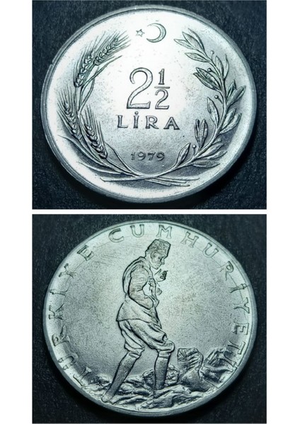 3996368F41BC4D1209 1979 Akmonital 2½ Lira Çatlak Kalıp Nadir Çıkar Çil Para