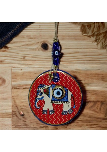 Litae Trend Kırmızı Bereket Getiren Filli Nazar Boncuklu Duvar Süsü Cam Duvar Dekoru fiyatları