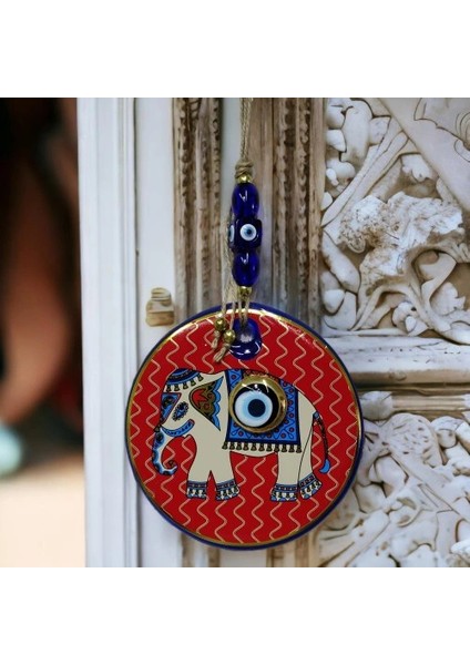 Litae Trend Kırmızı Bereket Getiren Filli Nazar Boncuklu Duvar Süsü Cam Duvar Dekoru modelleri