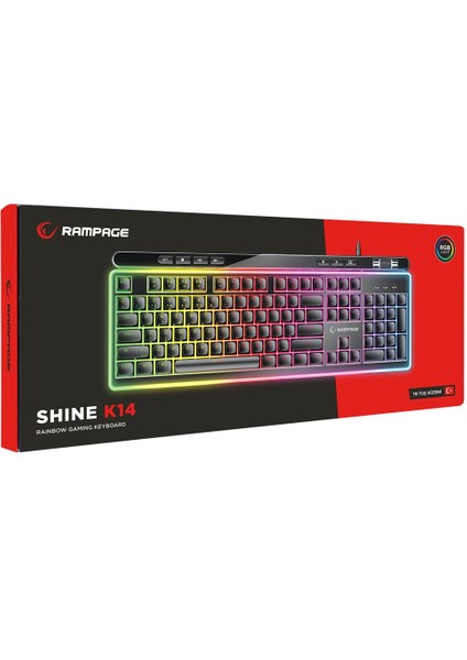 Rampage Shıne K14 Siyah USB Rgb Backlight Membrane Gaming Oyuncu Klavye fiyatları