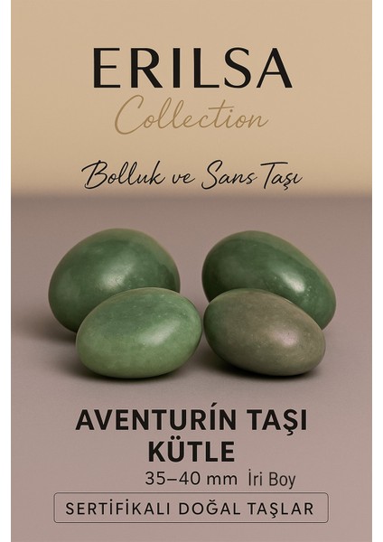 Sertifikalı Aventurin Taşı Kütle 35–40 mm – Bolluk ve Şans Taşı Iri Boy Doğal Taş