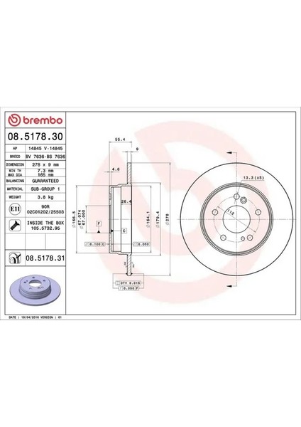 08517830 Arka Fren Diski 5098065AA 5098066AA 68031811AA (2 Adet Fiyatıdır)