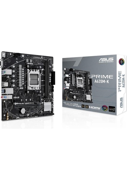 Asus Prime A620M-K 6400MHZ (Oc) Ddr5 Soket Am5 M.2 HDMI VGA Matx Anakart