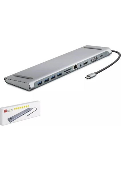 Hadron HDX7854 Type-C Hdtv Combo Type-C + HDMI 4K 30Hz + 4-Usb3.0 + VGA + Audıo +