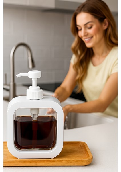 Pompalı Dispenser Sabunluk – Şeffaf Gövde, Modern Tasarım | Sıvı Sabun, Şampuan, Losyon Için 722268