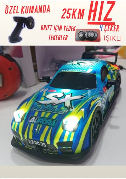 1:22 Ölçek Uzaktan Kumandalı 4x4 Drift Yapabilen Işıklı Sesli Yedek Tekerlekli Oyuncak Rx-7 Araç fiyatları