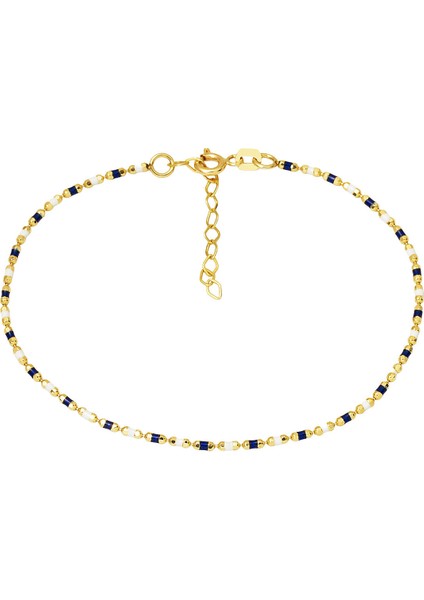 Lacivert Mineli 14 Ayar Altın Bileklik