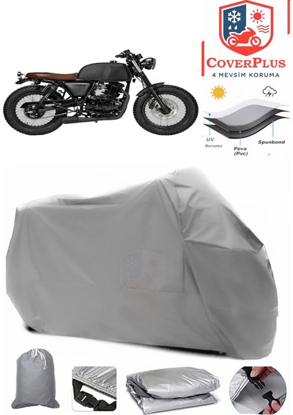Mutt RS13 250 Gri Motorsiket Brandası Motor Örtüsü Çadır Su Geçirmez Motosiklet Kılıfı Motor Brandası